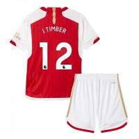 Camisa de time de futebol Arsenal Jurrien Timber #12 Replicas 1º Equipamento Infantil 2023-24 Manga Curta (+ Calças curtas)